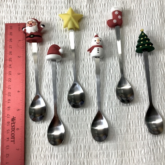Christmas Coffee Stirrers or Sauce Serving spoons or Dessert spoons NWOT - Picture 5 of 6
